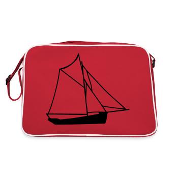 dessin de bateau navire sloop frégate - Sac Retro - rouge/blanc - Dos