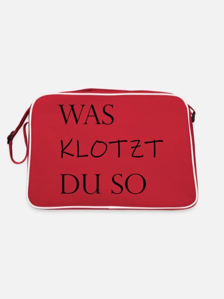 was klotzt du so - Schriftzug - Retro Tasche - Rot/Weiß - Hinten