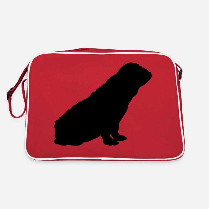 Bouledogue français Silhouette 1 - Sac Retro - rouge/blanc