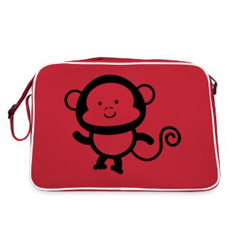 monkey - Retro Tasche - Rot/Weiß - Hinten