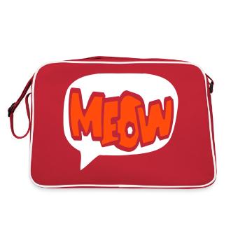 Miaou Chat Miaou Lettres Bulle Texte Citation - Sac Retro - rouge/blanc - Dos
