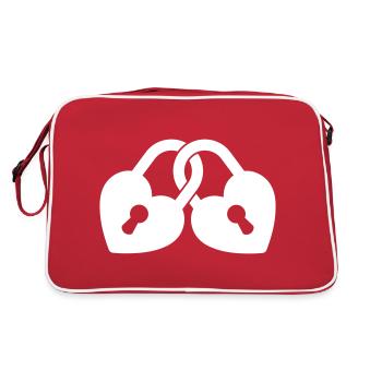 Heart love lock icon symbol. Romance couple logo - Retro Bag - red/white - Back