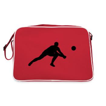 Black silhouette of a volleyball player - Retro Bag - red/white - Back