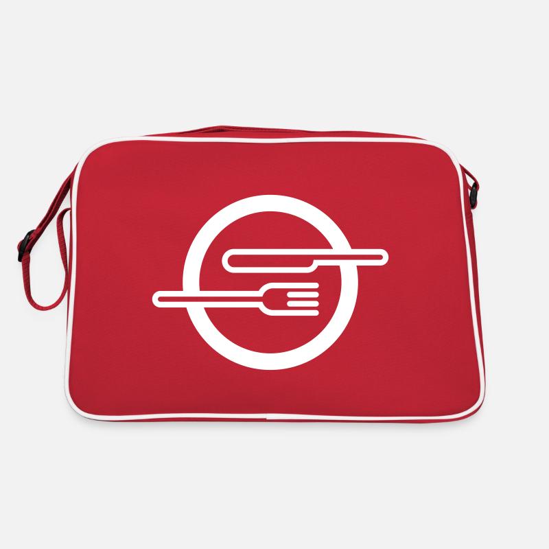 Teller mit Besteck Retro Tasche