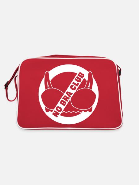 No Bra Club | Kein BH Club | Farbe änderbar | - Retro Tasche - Rot/Weiß - Hinten