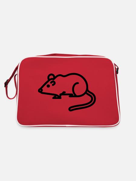 Black Mouse Outline Icon – Perfect for Animal Love - Retro Bag - red/white - Back