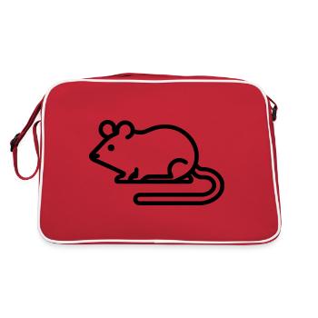 Charming Minimalist Mouse Icon for All Occasions - Retro Tasche - Rot/Weiß - Hinten