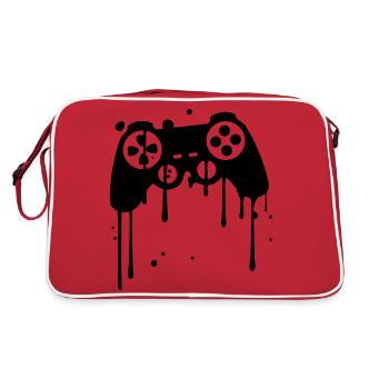 controller graffiti tropfen klex farbe spritzer - Retro Tasche - Rot/Weiß - Hinten