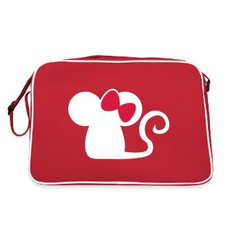 Mäuschenschleife / mouse with bow Cute mouse - Retro Bag - red/white - Back