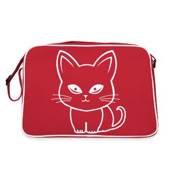Katze Cat Comic - Retro Bag - red/white - Back