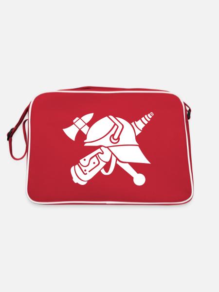 Feuerwehr Logo - Retro Tasche - Rot/Weiß - Hinten
