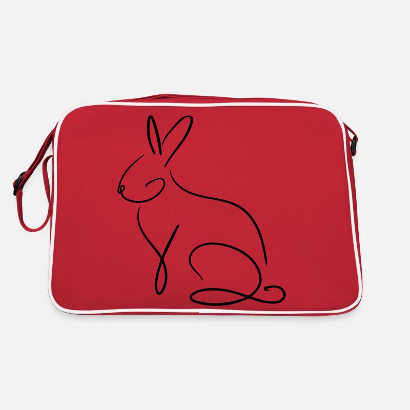 Hase Line Art - Minimalistisch Retro Tasche