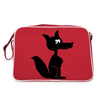 Fox coyote cayote 1c - Retro Bag - red/white - Back