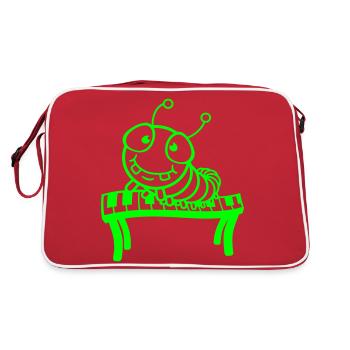 mignon Caterpillar clavier clavier piano touches jouant Animal - Sac Retro - rouge/blanc - Dos