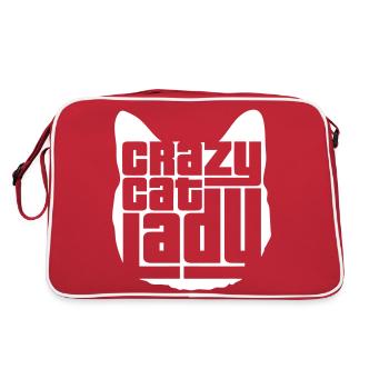 Chat fou Dame Texte Folle Femme Chats Amour - Sac Retro - rouge/blanc - Dos