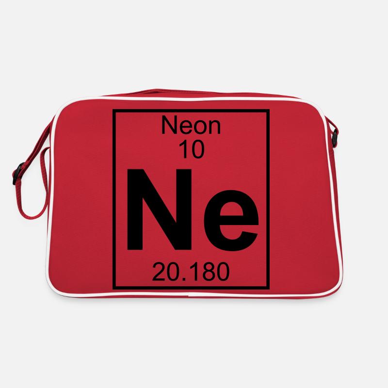 Periodic table element 10 - Ne (neon) - BIG - Retro Tasche - Rot/Weiß