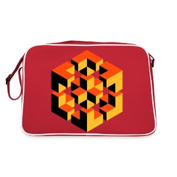impossible figure Escher cube geometry fantasy - Retro Bag - red/white - Back