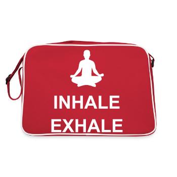 inhale exhale yoga quote - Retro Bag - red/white - Back