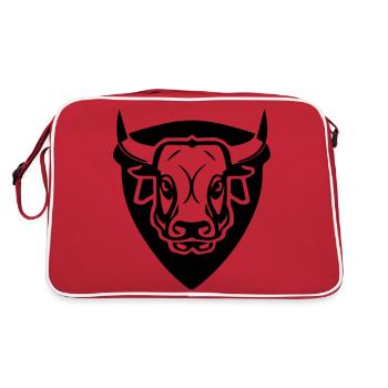 Bull in front with shield - Retro Bag - red/white - Back