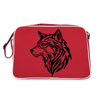 Loup - style tribal - Sac Retro - rouge/blanc - Dos