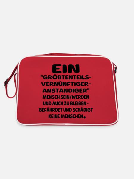Mensch sein werden bleiben - Retro Tasche - Rot/Weiß - Hinten