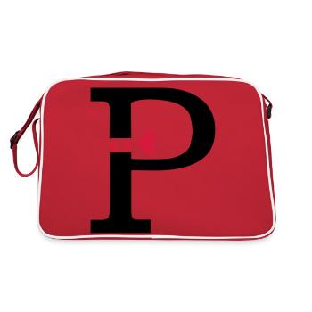Großbuchstabe P mit Herzen - Retro Tasche - Rot/Weiß - Hinten