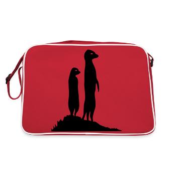 erdmaennchen zwei - Retro Tasche - Rot/Weiß - Hinten