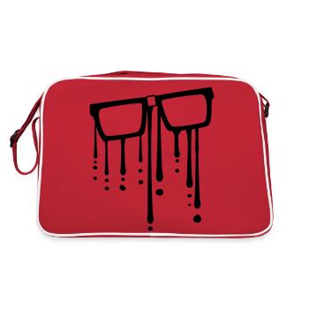drop graffiti geek cool nerd glasses glasses glasses - Retro Bag - red/white - Back