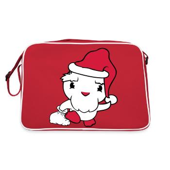 Ente Weihnachtsmann Geschenke Weihnachten Nikolaus - Retro Tasche - Rot/Weiß - Hinten