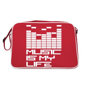 Music is Life Equalizer Bar Waves Music Saying - Retro Bag - red/white - Back