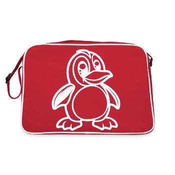 pinguin comic - Retro Tasche - Rot/Weiß - Hinten