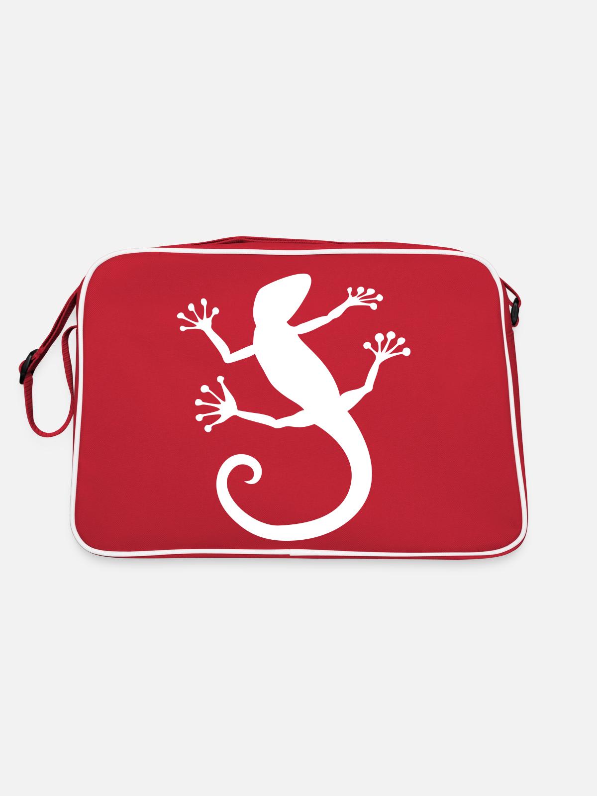 Power animal lizard - Retro Bag - red/white - Back