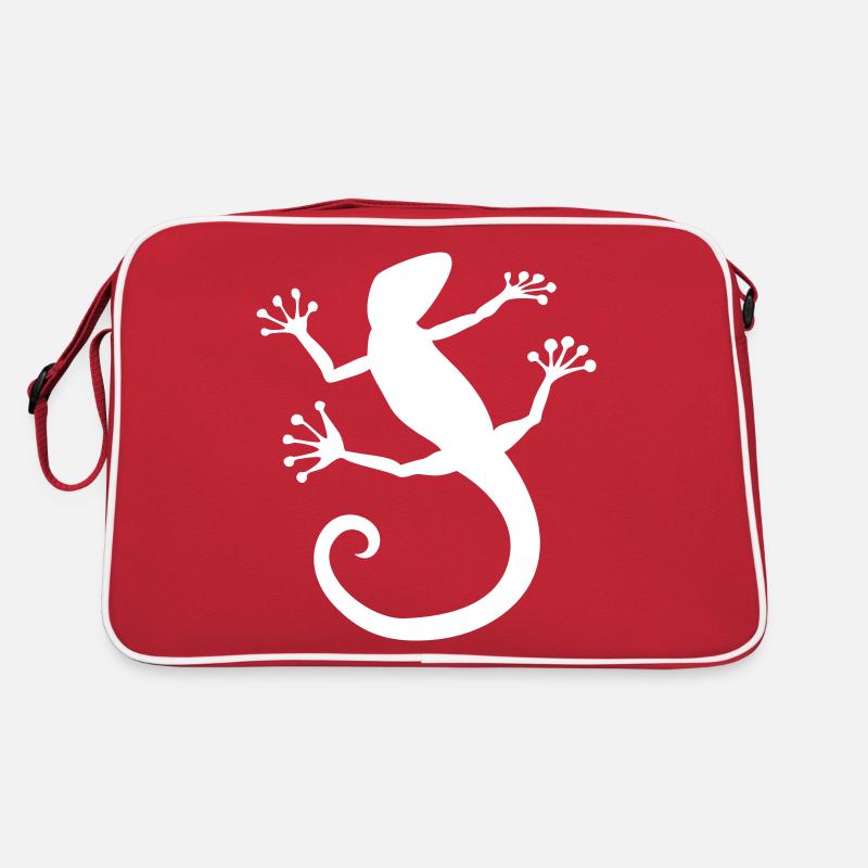 Krafttier Eidechse - Retro Tasche - Rot/Weiß