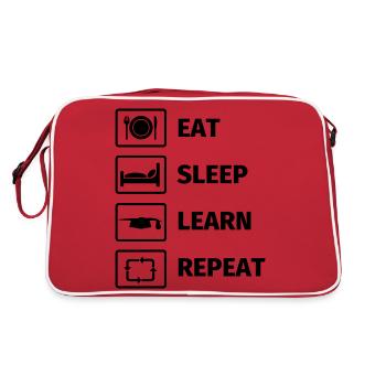 EAT SLEEP LEARN REPEAT - Retro Tasche - Rot/Weiß - Hinten