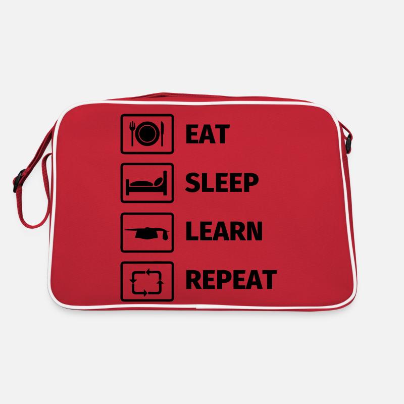 EAT SLEEP LEARN REPEAT Retro Tasche