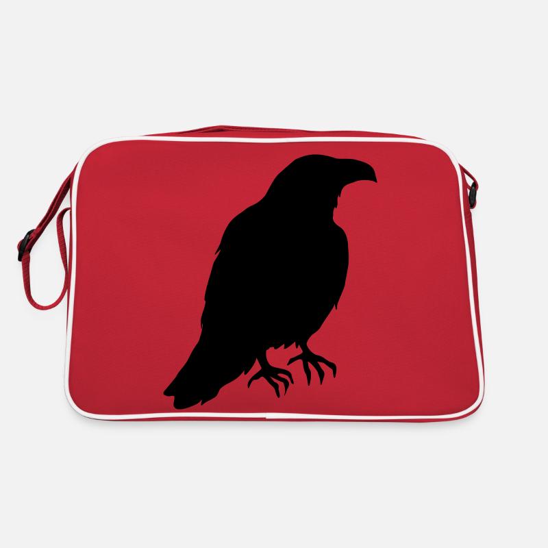 Ein Rabe sitzt im Profil Retro Tasche