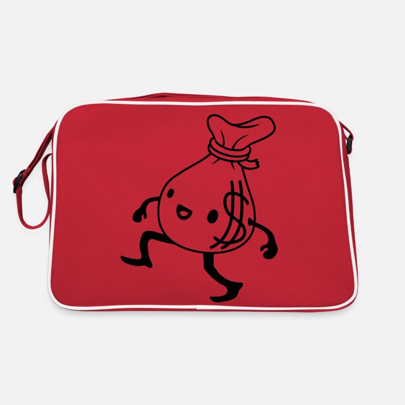 Gehender lebendiger Geldsack Comic Retro Tasche