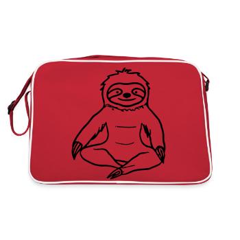 Faultier Yoga Geschenkidee Vektor - Retro Tasche - Rot/Weiß - Hinten