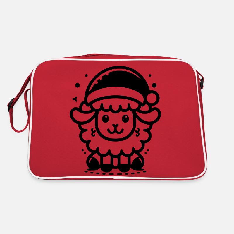 Weihnachtliches Schaf - Retro Tasche - Rot/Weiß