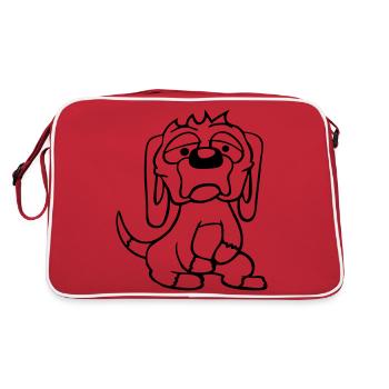 Le chien a l’air malheureux, triste, timide, peur - Sac Retro - rouge/blanc - Dos