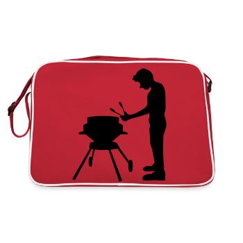 faim bbq grill grill grill manger schuerze gril - Sac Retro - rouge/blanc - Dos