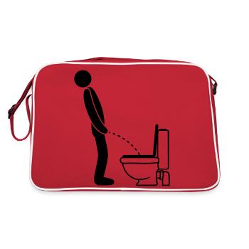 cool WC logo im stehen pinkeln pissen klo toilette - Retro Tasche - Rot/Weiß - Hinten