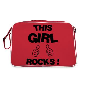 Mädchen / Fee / Prinzessin / Baby - Retro Tasche - Rot/Weiß - Hinten