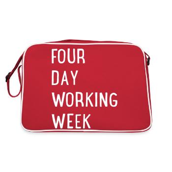 Four Day Working Week - Retro Tasche - Rot/Weiß - Hinten