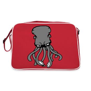 Pieuvre, Pieuvre, Pieuvre, Céphalopode, Calmar géant - Sac Retro - rouge/blanc - Dos
