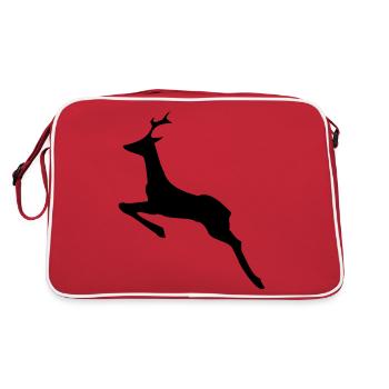 deer,roe deer,forest - Retro Bag - red/white - Back