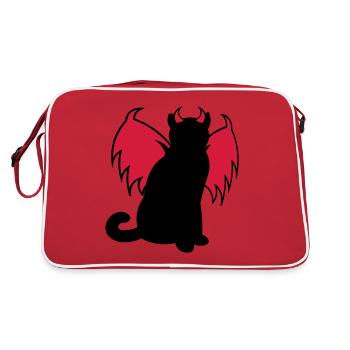 Devil Cat / Teufelskatze / chat diable / idée cadeau - Sac Retro - rouge/blanc - Dos