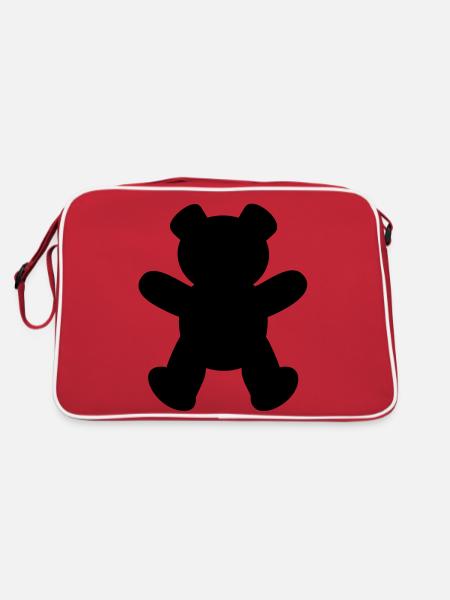 Teddybär / teddy bear (1c) - Retro Tasche - Rot/Weiß - Hinten