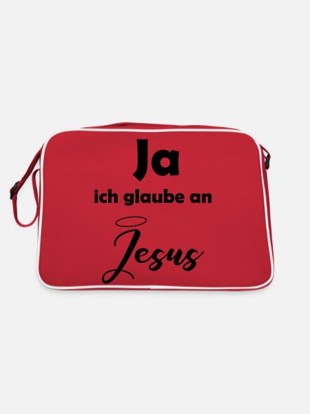 glaube_an_jesus - Retro Tasche - Rot/Weiß - Hinten
