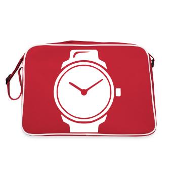 Uhr Smartwatch Stoppuhr Symbol Minimal Icon Vektor - Retro Tasche - Rot/Weiß - Hinten
